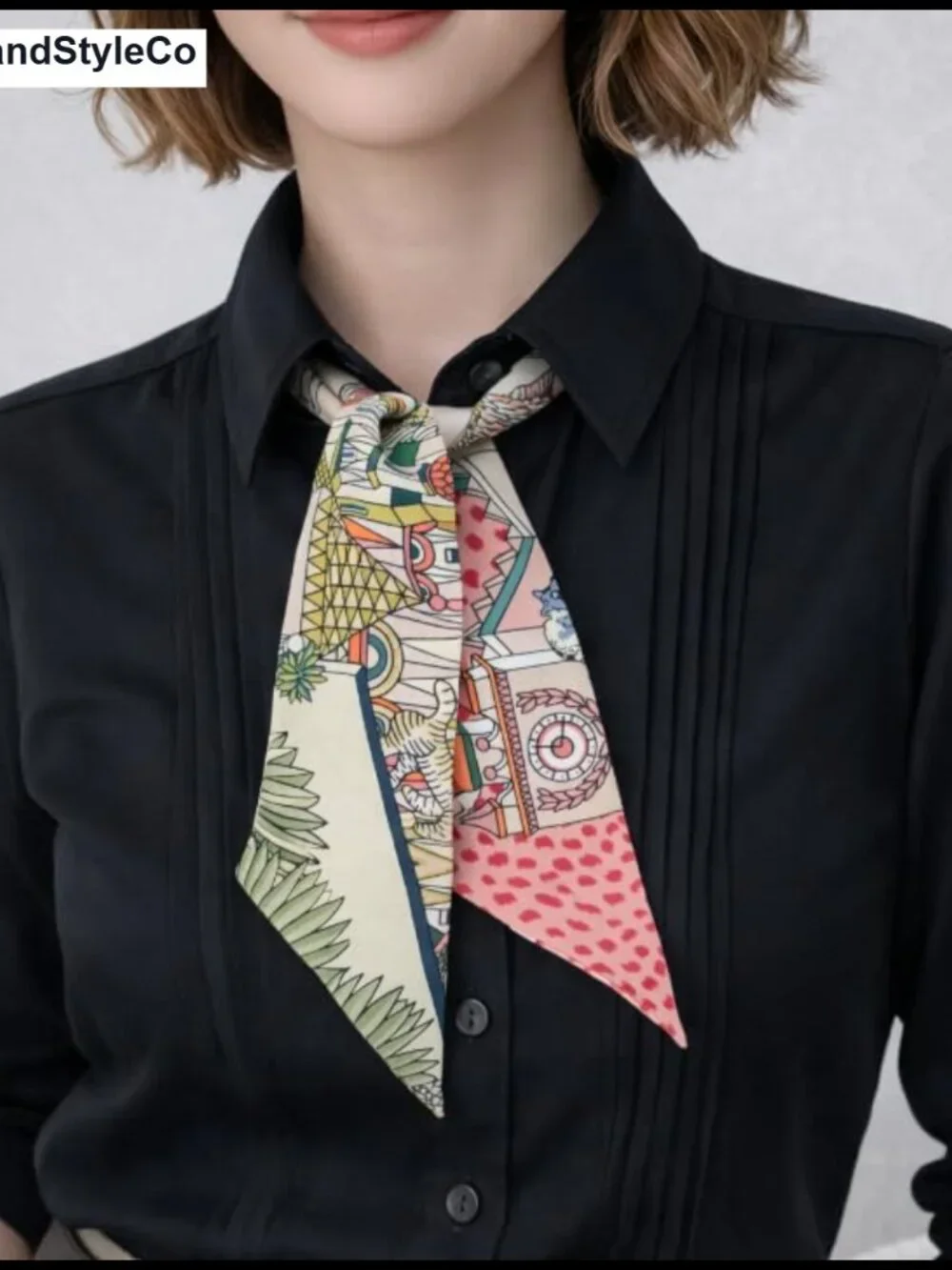 100% Silk Fashion Scarf Handbag Handle Ribbon Neck Scarf Skinny Twill